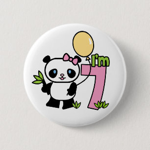 Chapa Redonda De 5 Cm Chica Panda 7º cumpleaños