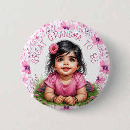 Chapa Redonda De 5 Cm Chica Pink Baby Shower | Gran Abuela para ser