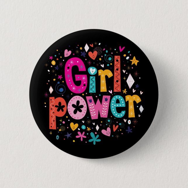 Chapa Redonda De 5 Cm Chica Power Glossy Black (Anverso)