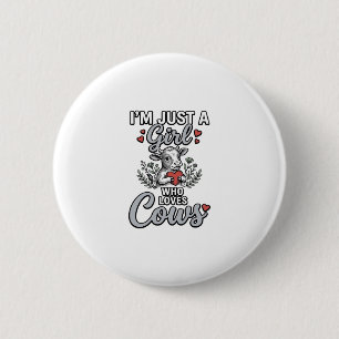 Chapa Redonda De 5 Cm Chica Que Ama Vacas Diseño De Camiseta De Vaca Mon