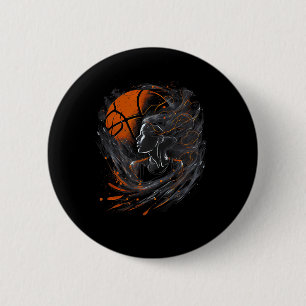 Chapa Redonda De 5 Cm Chica Que Juega Gráfica De Bysketbyll Para Mujeres