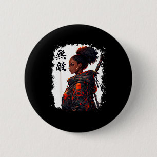 Chapa Redonda De 5 Cm Chica samurái negra anime guerrera afro africana