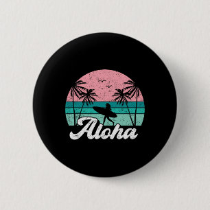 Chapa Redonda De 5 Cm Chica surfista Aloha Hawái Surfing hawaiano vintag