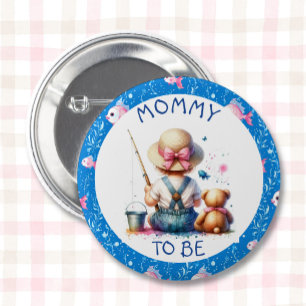 Chapa Redonda De 5 Cm Chica Temático De Pesca Baby Shower Mamá Para Se