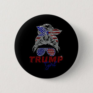Chapa Redonda De 5 Cm Chica Trump Moño Desordenado Votando Por Trump 202