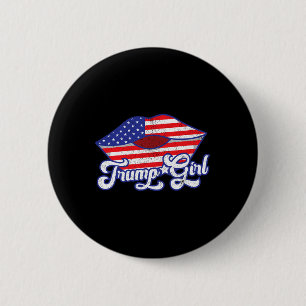 Chapa Redonda De 5 Cm Chica Trump Y Labios Bandera De Usa Elección 2020 