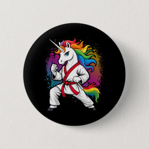 Chapa Redonda De 5 Cm Chica Unicornio Divertida Karate I Artes Marciales