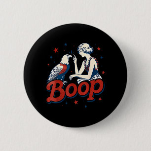 Chapa Redonda De 5 Cm Chica Vintage Boop Y Águila Divertido Patriótico R