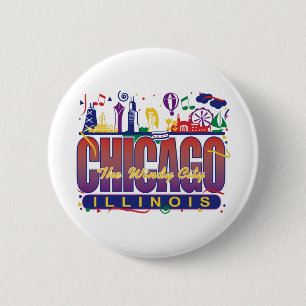 Chapa Redonda De 5 Cm Chicago Confetti