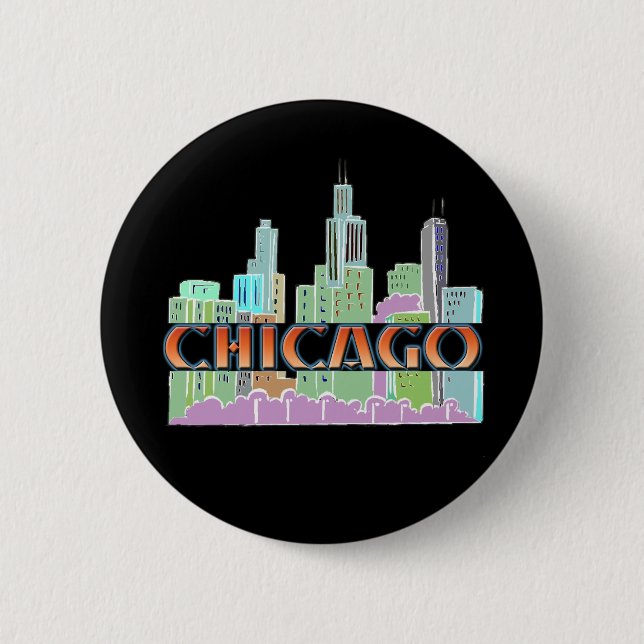 Chapa Redonda De 5 Cm Chicago IL (Anverso)