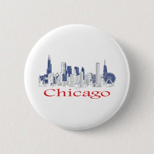 Chapa Redonda De 5 Cm Chicago-Skyline