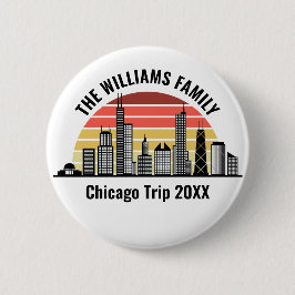Chapa Redonda De 5 Cm Chicago Sunset Customized Family Trip