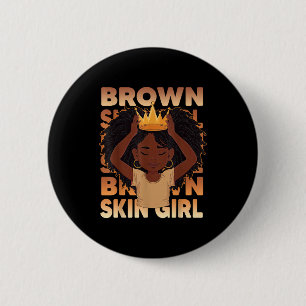 Chapa Redonda De 5 Cm Chicas africanas niña de piel morena melanina negr