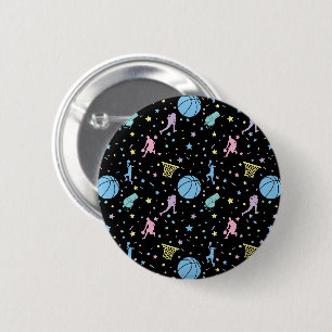 Chapa Redonda De 5 Cm Chicas Baloncestistas - Patrón de estrellas