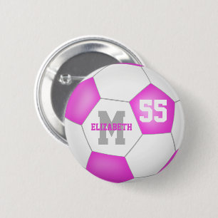 Chapa Redonda De 5 Cm chicas blancos rosados de fútbol personalizado