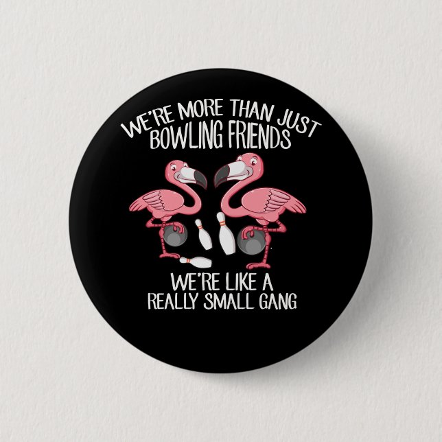 Chapa Redonda De 5 Cm Chicas Bowling Flamingo Friends Bowler (Anverso)
