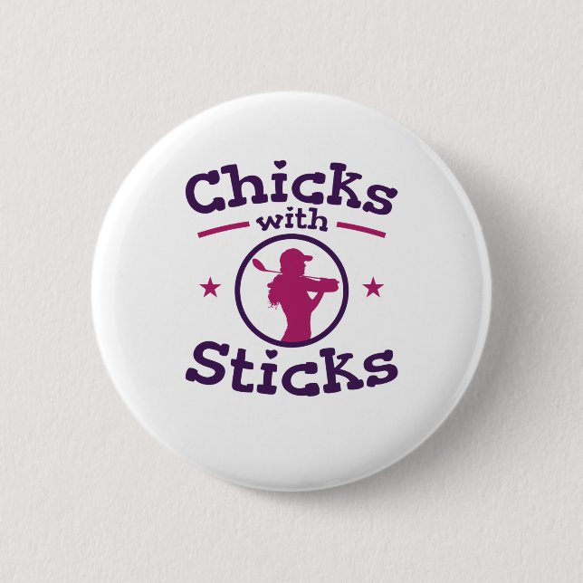 Chapa Redonda De 5 Cm Chicas con Sticks Golf Golfing Golfer Women (Anverso)