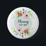Chapa Redonda De 5 Cm Chicas Cuidados Floral Mamá Para Ser Baby Shower<br><div class="desc">Este moderno botón de ducha para bebés chicas cuenta con hermosas flores acuáticas. Este bonito diseño floral y bonito también te ofrece un lugar para añadir los títulos de tu invitado, ejemplos de "mamá para ser", "papi para ser", "abuela para ser". ¡La perfecta y caprichosa adición botánica a tu ducha...</div>