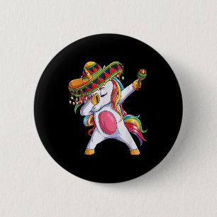 Chapa Redonda De 5 Cm Chicas de Dabbing Unicorn Cinco De Mayo