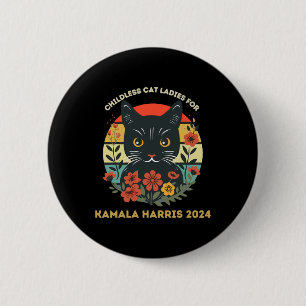 Chapa Redonda De 5 Cm Chicas De Gato Sin Hijos Vintage Para Kamala Harri