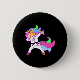 Chapa Redonda De 5 Cm Chicas de Karate Unicorn