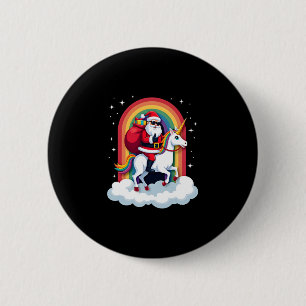 Chapa Redonda De 5 Cm Chicas de navidad de Santa Riding, unicornio