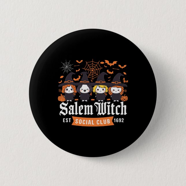 Chapa Redonda De 5 Cm Chicas del Club Social Halloween Witch Est 1692 (Anverso)