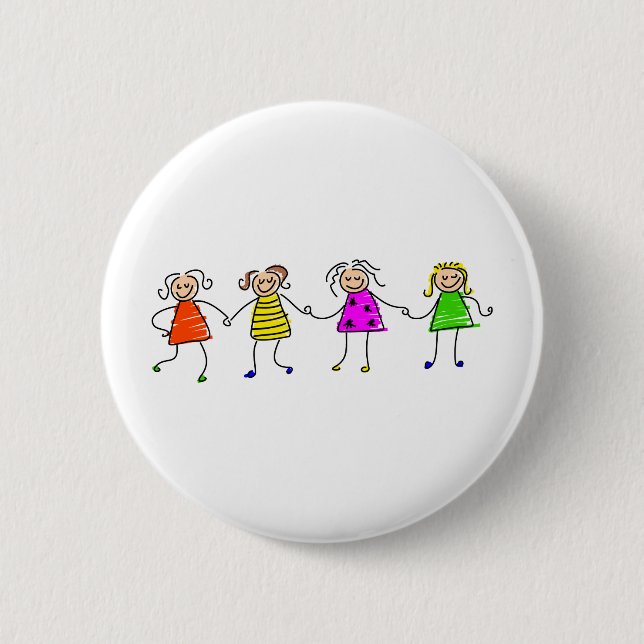 Chapa Redonda De 5 Cm Chicas felices (Anverso)
