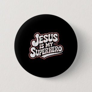 Chapa Redonda De 5 Cm Chicas Jesús es mi superhéroe cristiano niño sist
