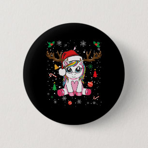 Chapa Redonda De 5 Cm Chicas Mujeres De Navidad Lindas Unicornio Ciervo 