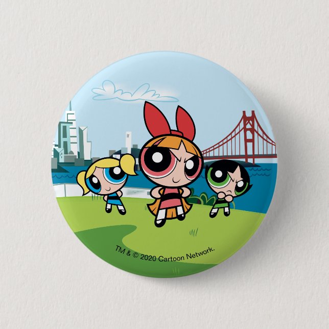 Chapa Redonda De 5 Cm Chicas poderosos súper fuertes (Anverso)