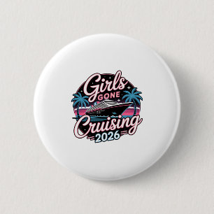 Chapa Redonda De 5 Cm Chicas Retro que se Fueron de Crucero Vacaciones d
