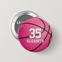 Chapa Redonda De 5 Cm chicas rosados calientes de baloncesto personaliza