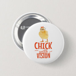 Chapa Redonda De 5 Cm Chick Cuaderno Con Gafas - Chick Con Visión