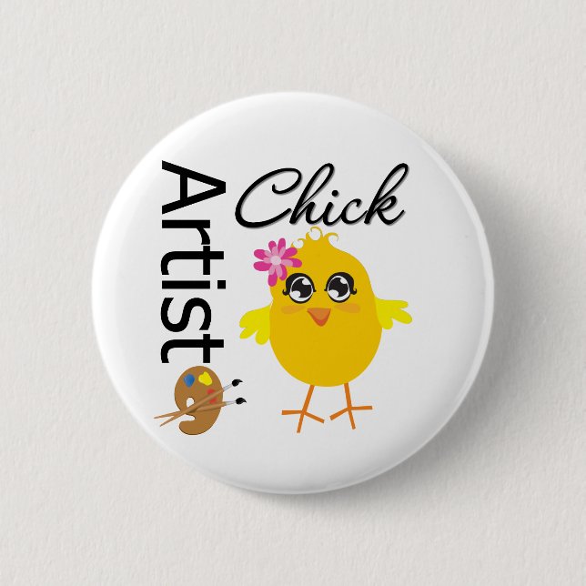 Chapa Redonda De 5 Cm Chick de artista (Anverso)