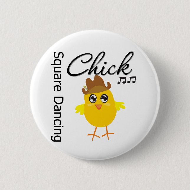Chapa Redonda De 5 Cm Chick de baile cuadrado (Anverso)