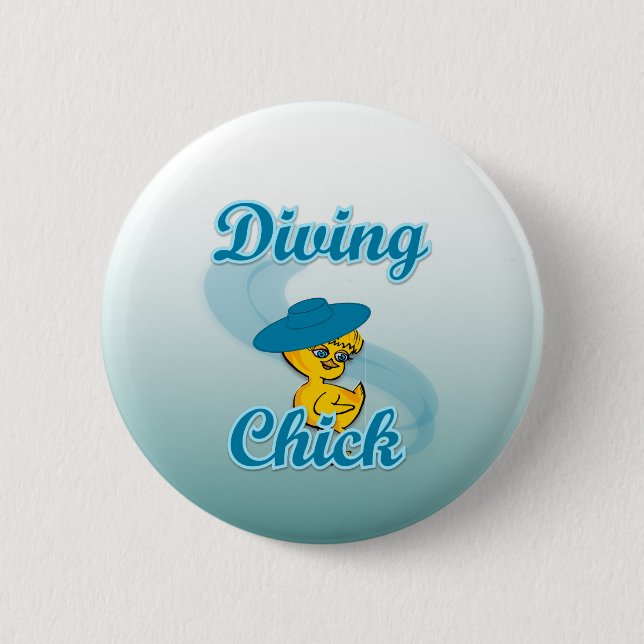 Chapa Redonda De 5 Cm Chick de buceo #3 (Anverso)