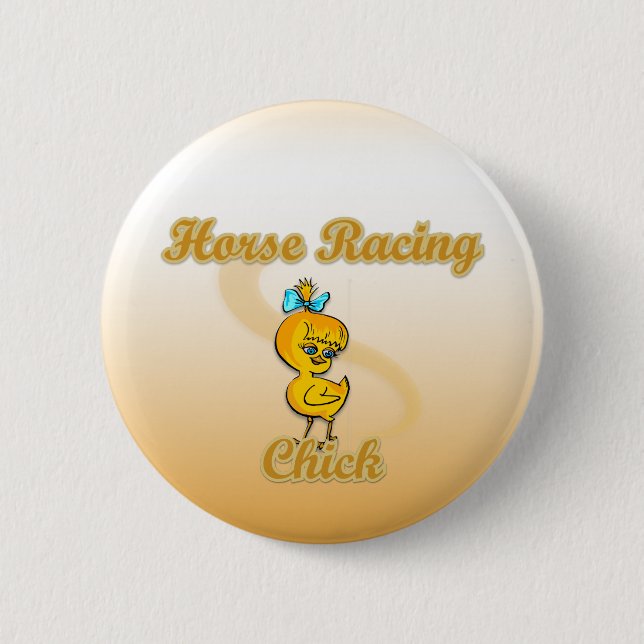 Chapa Redonda De 5 Cm Chick de Carreras de caballo (Anverso)