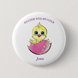 Chapa Redonda De 5 Cm Chick de caza personalizada de huevos de pollo de 