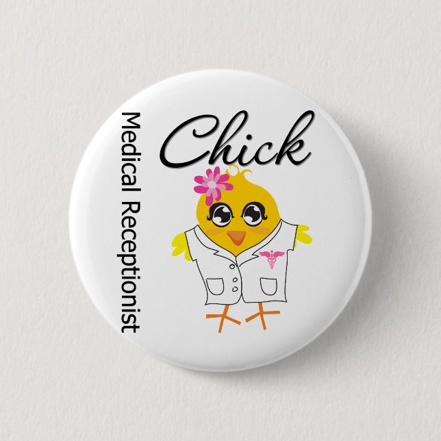 Chapa Redonda De 5 Cm Chick de recepción médica (Anverso)