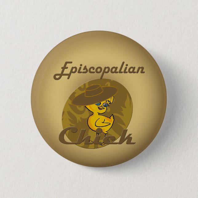 Chapa Redonda De 5 Cm Chick episcopaliano #6 (Anverso)