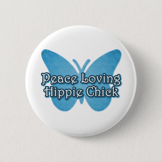 Chapa Redonda De 5 Cm Chick hippie amante de la paz (Anverso)
