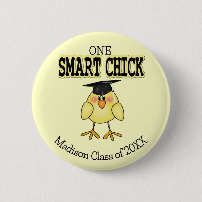 Chapa Redonda De 5 Cm Chick inteligente (Anverso)