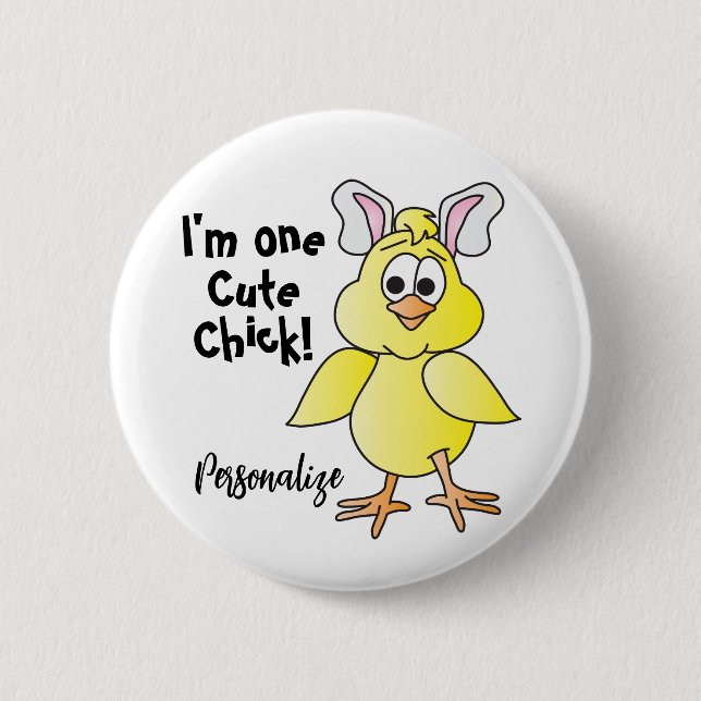 Chapa Redonda De 5 Cm Chick lindo - Expresiones divertidas (Anverso)