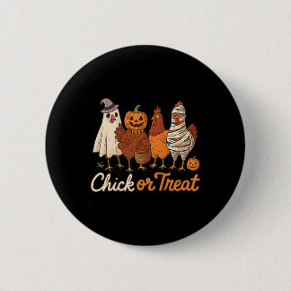Chapa Redonda De 5 Cm Chick Or Treat Halloween Bruja Espeluznante Pollo