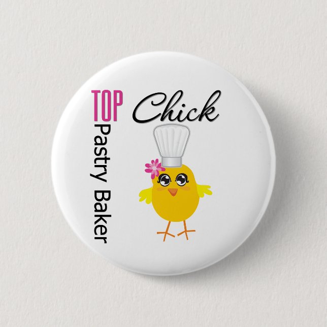 Chapa Redonda De 5 Cm Chick pastelero superior (Anverso)