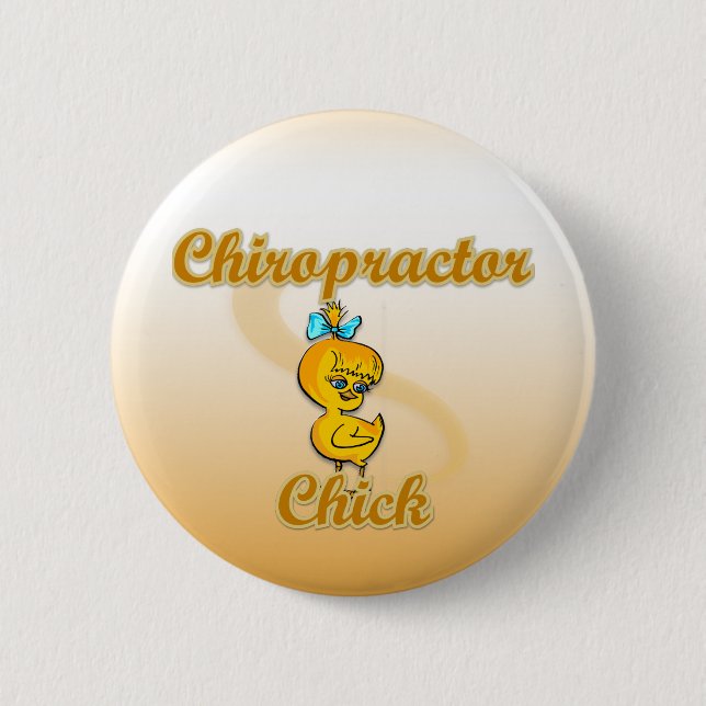 Chapa Redonda De 5 Cm Chick quiropráctico (Anverso)