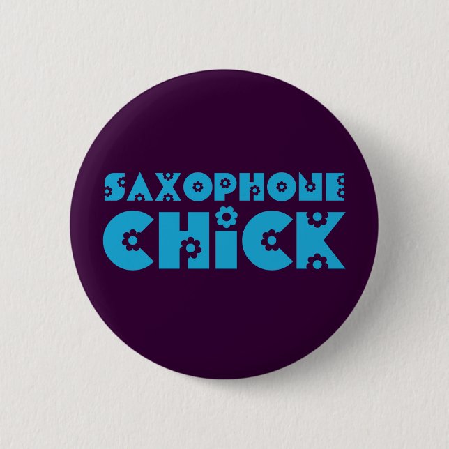 Chapa Redonda De 5 Cm Chick saxofón (Anverso)