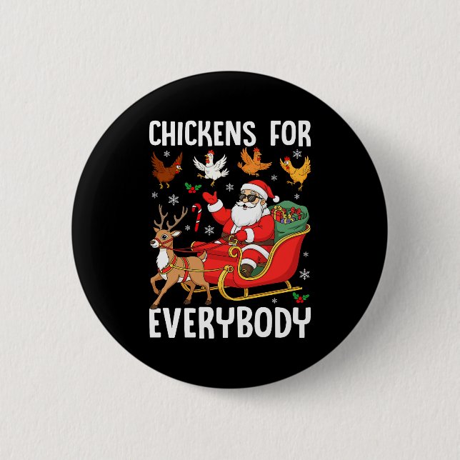 Chapa Redonda De 5 Cm Chickens For Everybody Santa Chicken Farmer Comfor (Anverso)