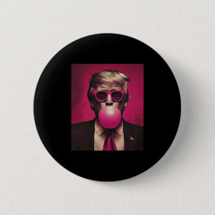 Chapa Redonda De 5 Cm Chicle Rosado Trump Trump Soplando Chicle Vota